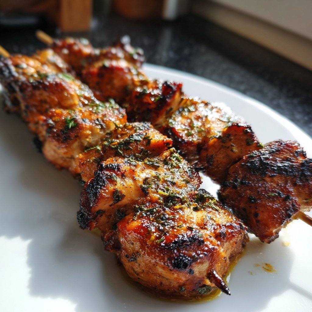 Gegrillte Hähnchenspieße Mit Marinade