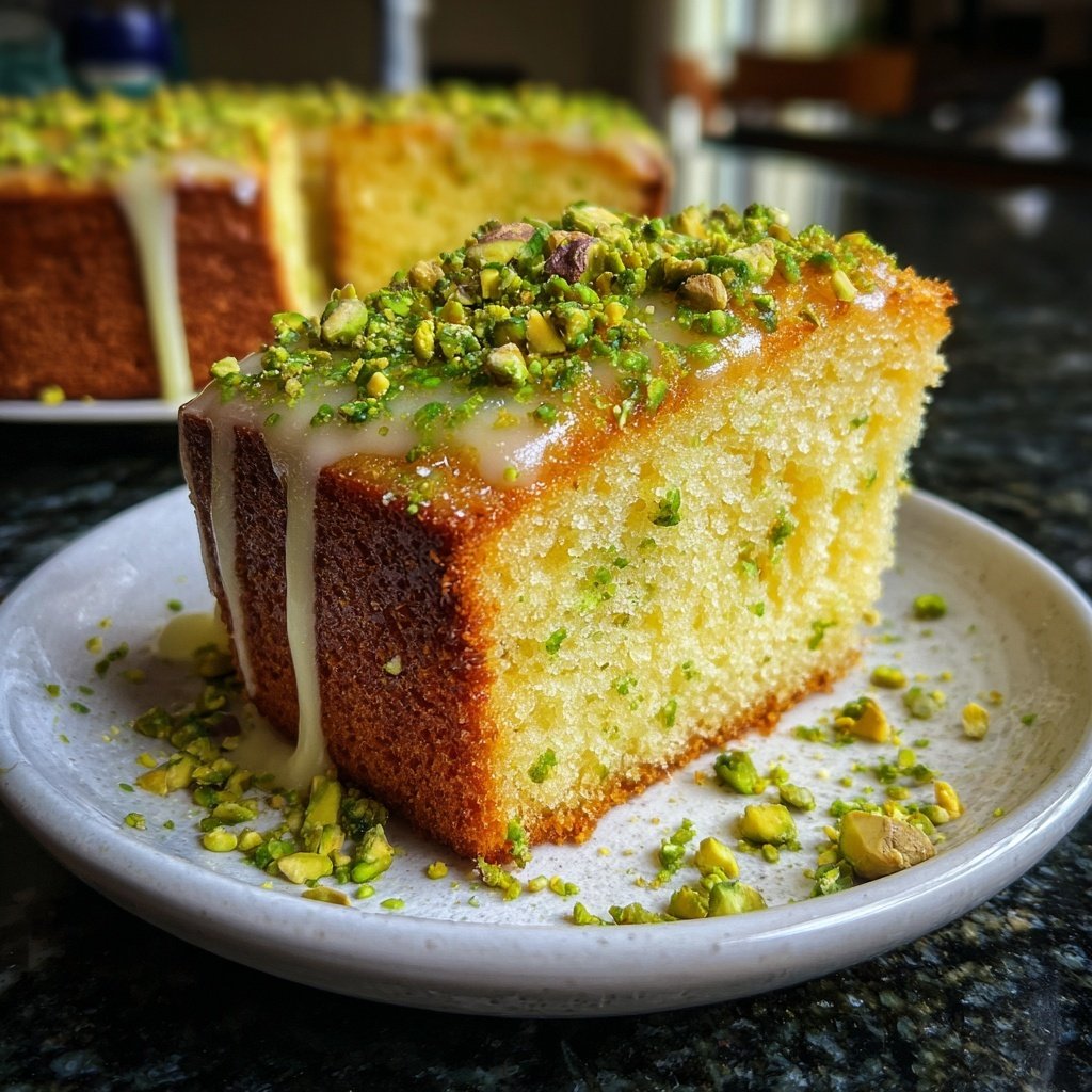 Zitronenkuchen mit Pistazien