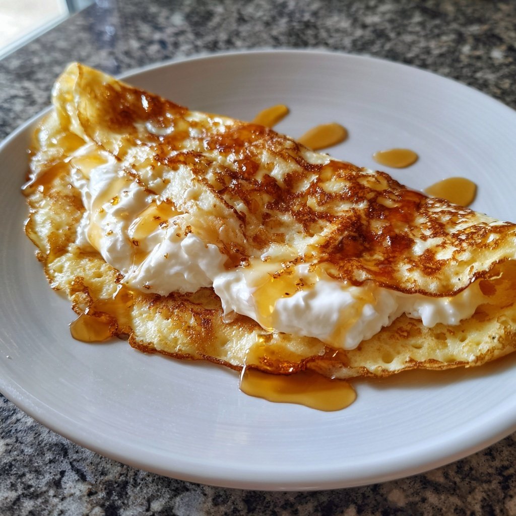 Pfannkuchen mit Quark und Honig