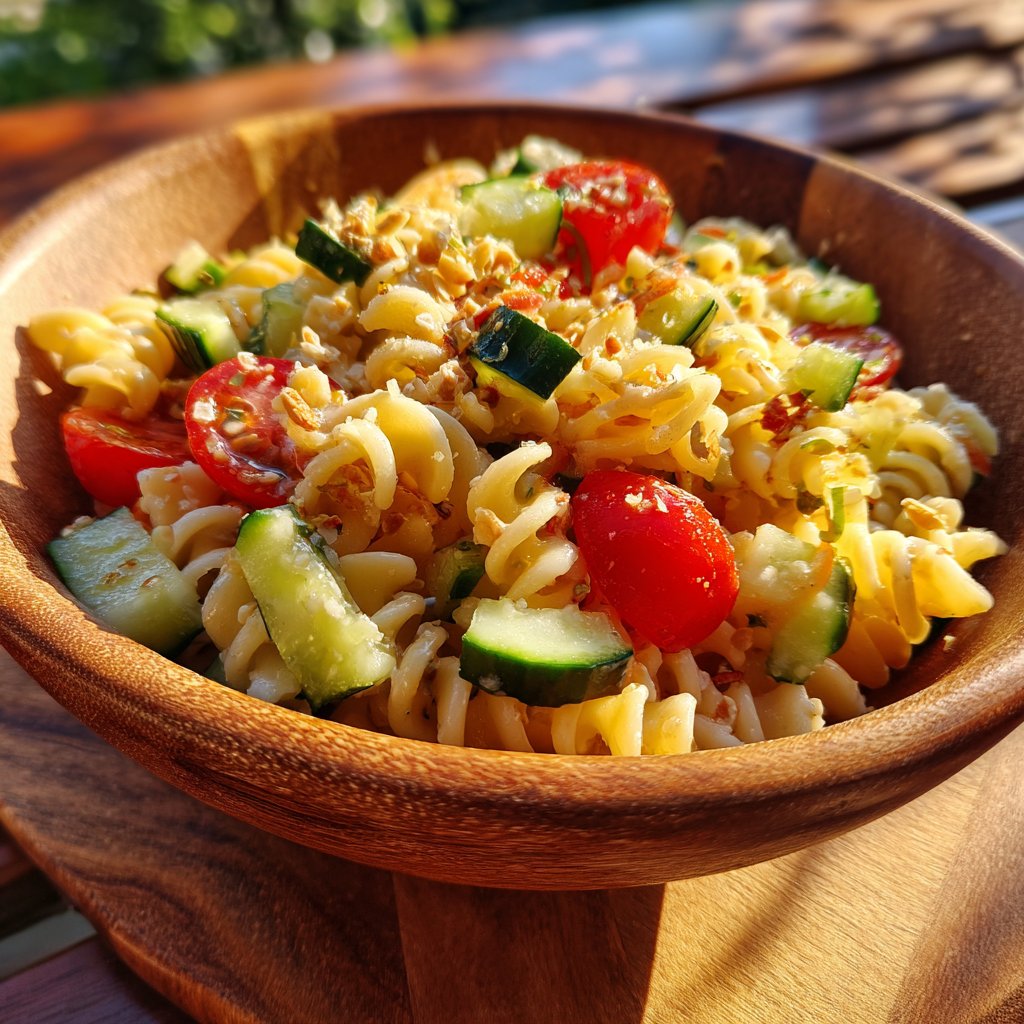 Mediterraner Nudelsalat Mit Gurke