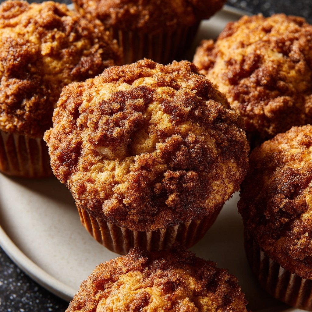 Muffins mit Apfelstücken und Zimtkruste