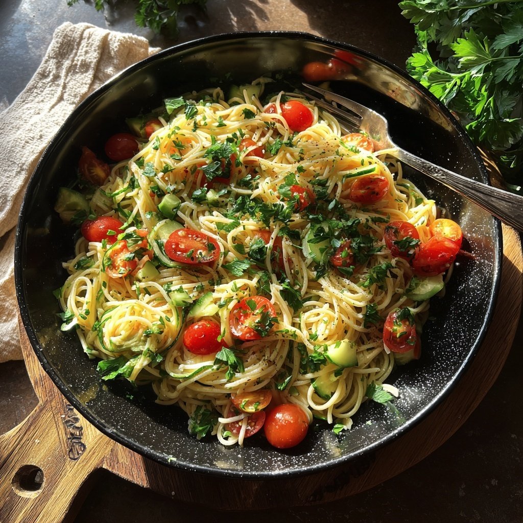 Mediterraner Nudelsalat Mit Petersilie